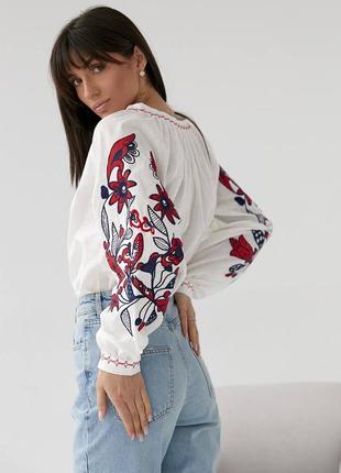 Сорочка вишиванка з квітковим принтом блуза вишита5 фото