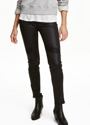 H&m джинсы (100€) plein черные брюки байкер металлические новые zara