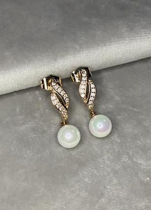 Сережки’xuping’перли позолота 18к