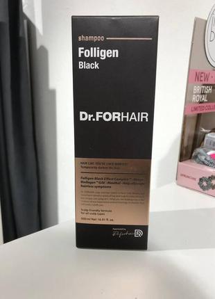 Шампунь для восстановления цвета седых волос dr. forhair folligen black 500 мл1 фото