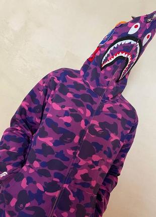 Мужская худи бейп шарк комо фиолетовая / зрачка на флисе bape shark camo3 фото