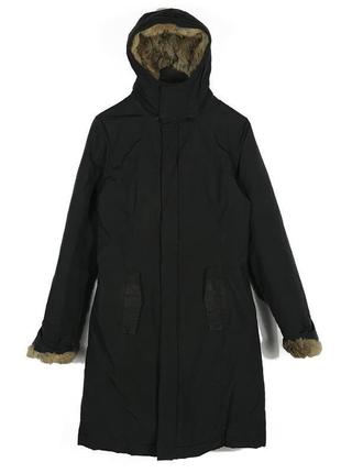 Woolrich зимняя теплая натуральная куртка пуховик с мехом кролик