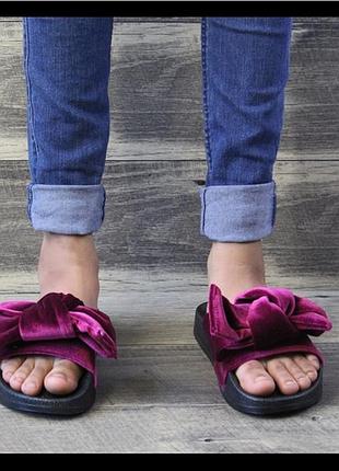 Тапки/тапочки с бантами/шлепанцы/шлепки с велюром/босоножки6 фото