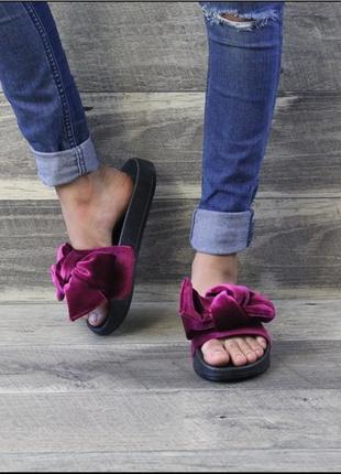 Тапки/тапочки с бантами/шлепанцы/шлепки с велюром/босоножки8 фото