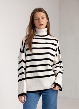 Трендовая полосатая шерстяная кофта гольф под zara
