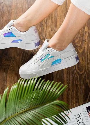 Puma cali white жіночі кросівки пума калі білі голограм ,кеди