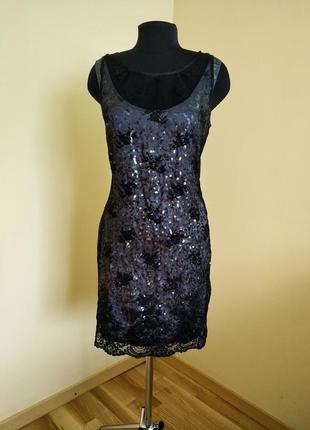 Шикарне сітчате плаття з вишивкою паєтками і кружевною сіткою kookai1 фото