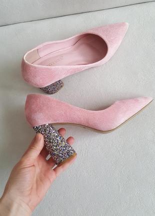 Розовие туфли с блестками2 фото