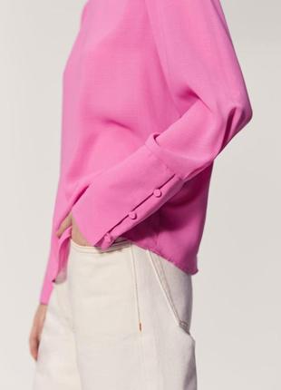 Базова блуза рожева прямого силуету з гладкої тканини mango2 фото