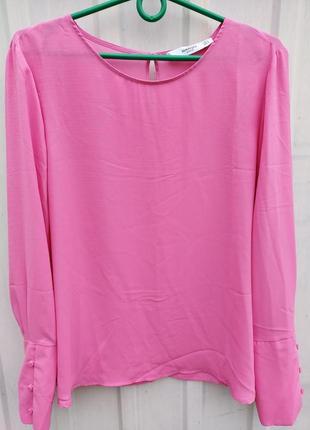 Базова блуза рожева прямого силуету з гладкої тканини mango3 фото