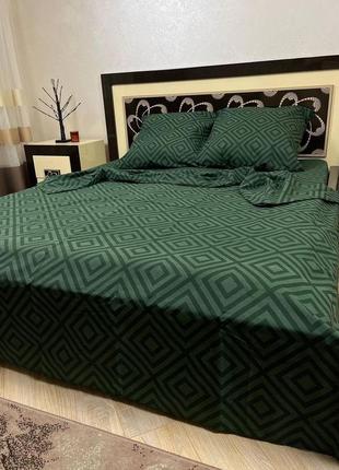 Комплект постельного белья из бязь-люкс, карат зеленый5 фото