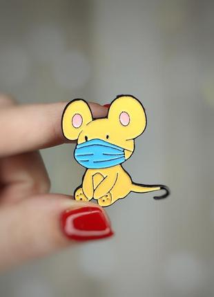 Металлический значок - пин "мышь в маске" (знач0124)