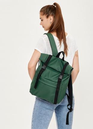 Рюкзак великий зелений розкладний рюкзак рол шкіряний еко2 фото