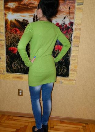 Кофта жіноча довга на гудзиках зелена салатова south р. 44-46.10 фото