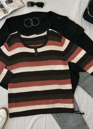 Джемпер в полосочку большого размера с рукавом 3/4