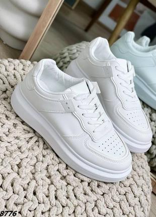 Белые женские базовые кроссовки эко кожа в стиле найк nike airforce white демисезонные весна лето осень деми10 фото