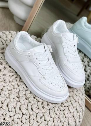 Белые женские базовые кроссовки эко кожа в стиле найк nike airforce white демисезонные весна лето осень деми5 фото