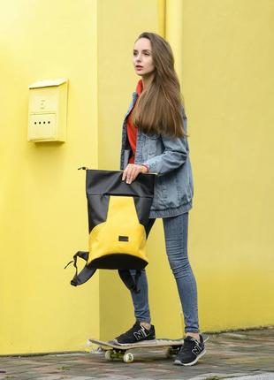 Рюкзак большой женский желтый стильный кожаный эко2 фото