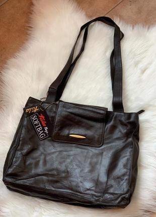 Новая кожаная качественная сумка от бренда tula в темно коричневом цвете tula bag softbag