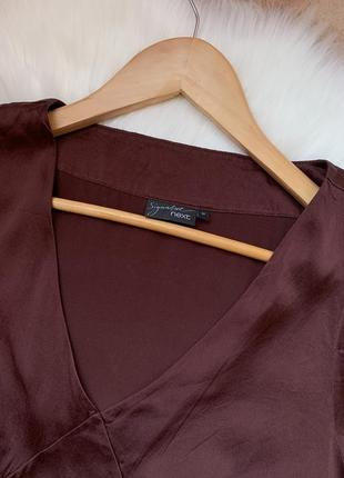 Дуже гарна шовкова блуза у шоколадному кольорі 95% шовку від next signature6 фото