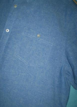 Мужская льняная рубашка george xl 50р., с хлопком5 фото
