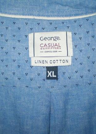 Мужская льняная рубашка george xl 50р., с хлопком8 фото