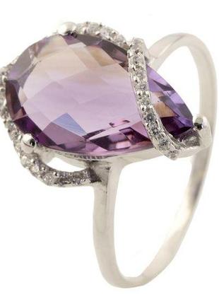 Серебряное кольцо с натуральным аметистом (0514581) 17 размер