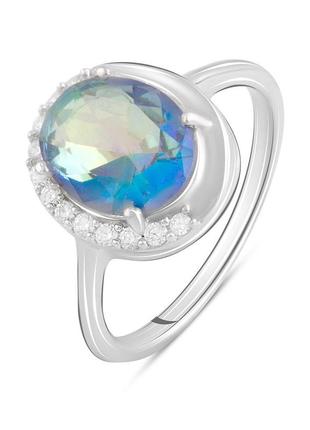 Серебряное кольцо с мистик топазом (1634639) 18 размер
