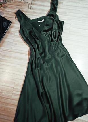 Дизайнерское темно-изумрудное зеленое платье