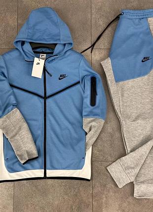 Спортивный костюм nike tech fleece синий / брендовые костюмы для мужчин найк тыч флис
