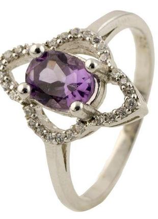 Серебряное кольцо с натуральным аметистом (0269108) 16.5 размер