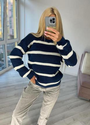 Женский теплый зимний зимний демисезонный в полоску белый лиловый фиолетовый черный розовый синий свободный оверсайз2 фото