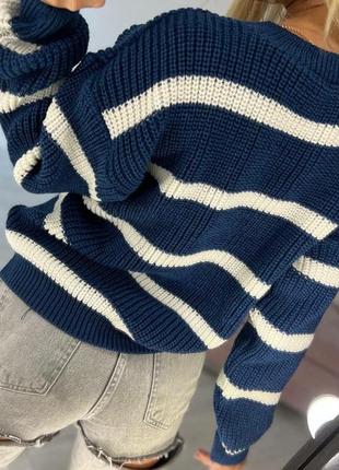 Женский теплый зимний зимний демисезонный в полоску белый лиловый фиолетовый черный розовый синий свободный оверсайз4 фото