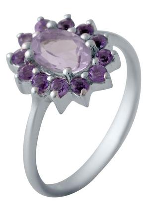 Серебряное кольцо с натуральным аметистом (1139684) 17 размер