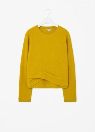 Стильний гірчичний светр cos оригінал, шерстяний светр cos,  в'язаний укорочений светр з вовни2 фото