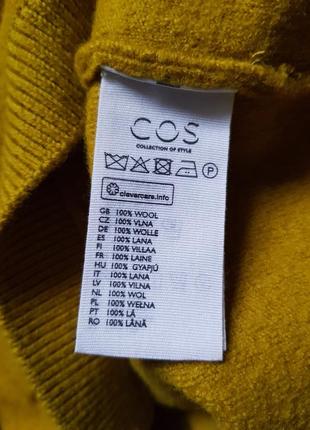 Стильний гірчичний светр cos оригінал, шерстяний светр cos,  в'язаний укорочений светр з вовни10 фото
