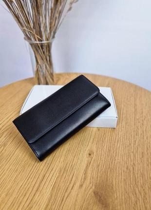 Стильний жіночий гаманець шкіряний чорний