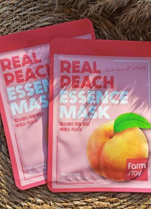 Тканевая маска с персиком farmstay real peach essence mask