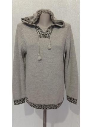 Теплая кофта из 100% альпаки., теплый свитер с капюшоном.