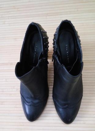 Кожаные черные туфли / ботинки  с заклёпками 5th avenue3 фото