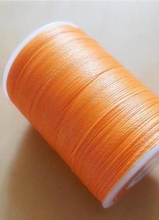 Нитка вощеная  для шитья по коже 0,65 мм  s061 78 м  оранжевый цвет galaces нить1 фото