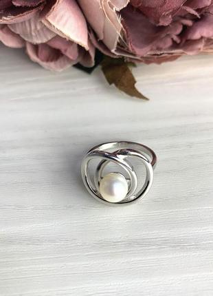 Серебряное кольцо с натуральным жемчугом барочным (2071396) 18 размер2 фото