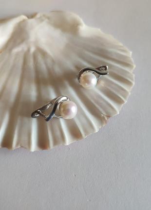 Срібні сережки з натуральними перлами 4.75ct (2122272)4 фото