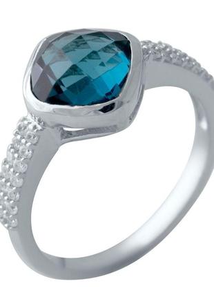 Серебряное кольцо с топазом лондон блю 1.758ct (2019930) 17 размер