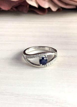 Серебряное кольцо с натуральным сапфиром (2030393) 17 размер2 фото