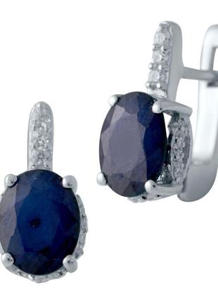 Серебряные серьги с натуральным сапфиром 3.605ct (2006343)