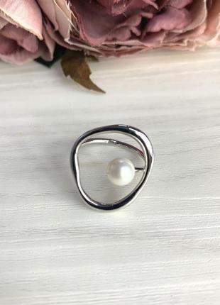 Срібне кільце з натуральними перлами (2069096) 18 розмір2 фото