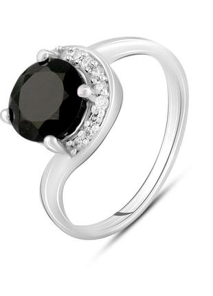 Серебряное кольцо с натуральным сапфиром, топазом белым (2124290) 18 размер