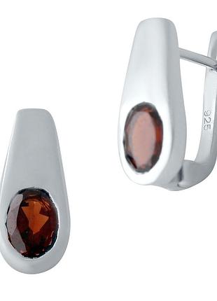 Серебряные серьги с натуральным гранатом (2030751)