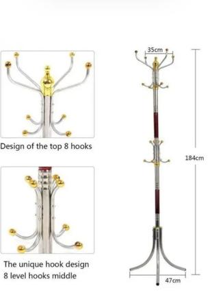 Підлогова вішалка для одягу тринога coat rack на 16 крючков3 фото